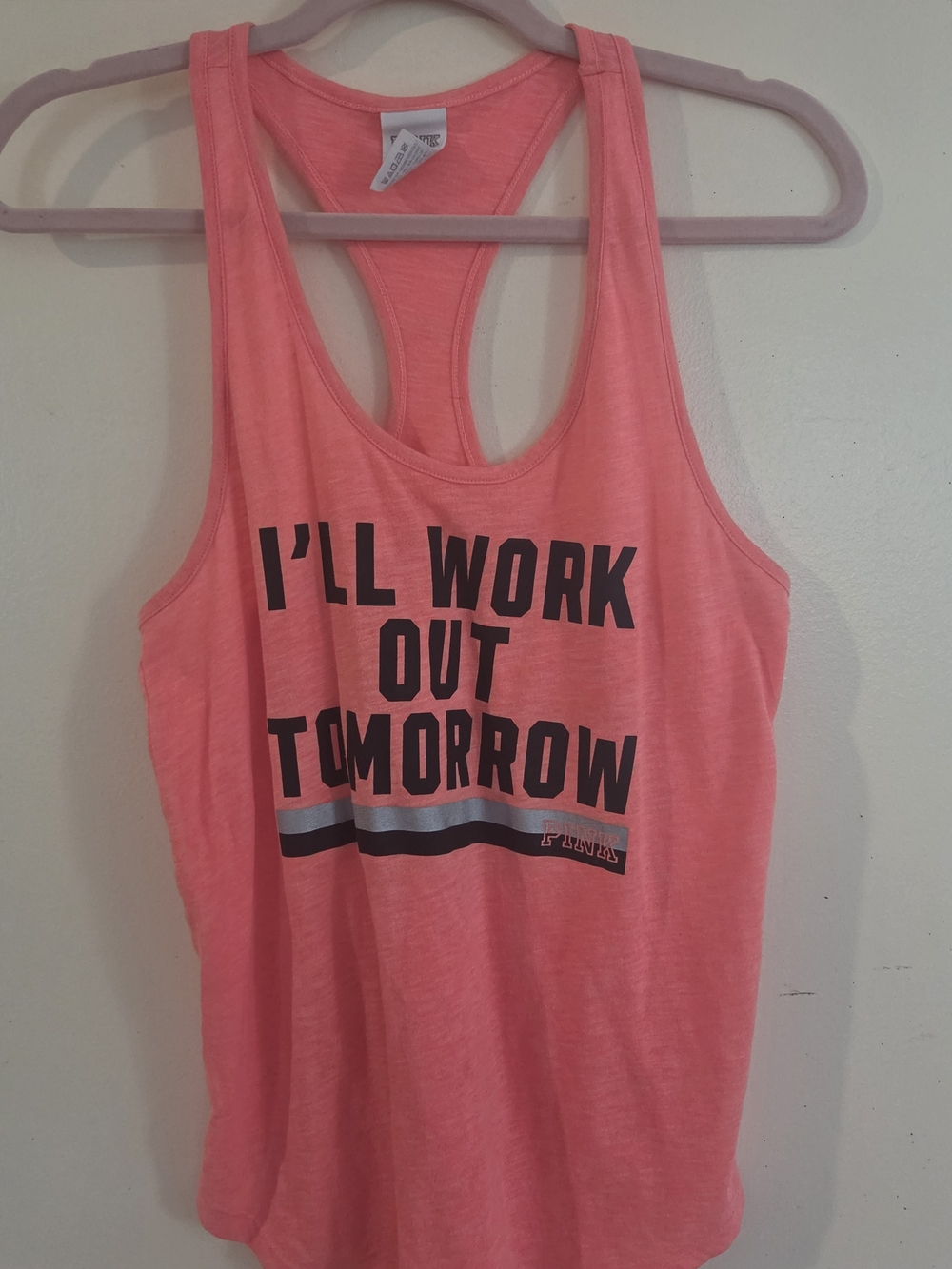 PINK Victoria's Secret Coral Graphic Racerback Tank